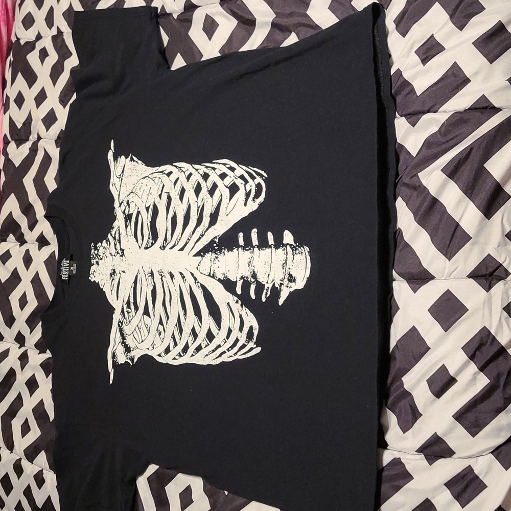 Black Skeleton Print Women's Top